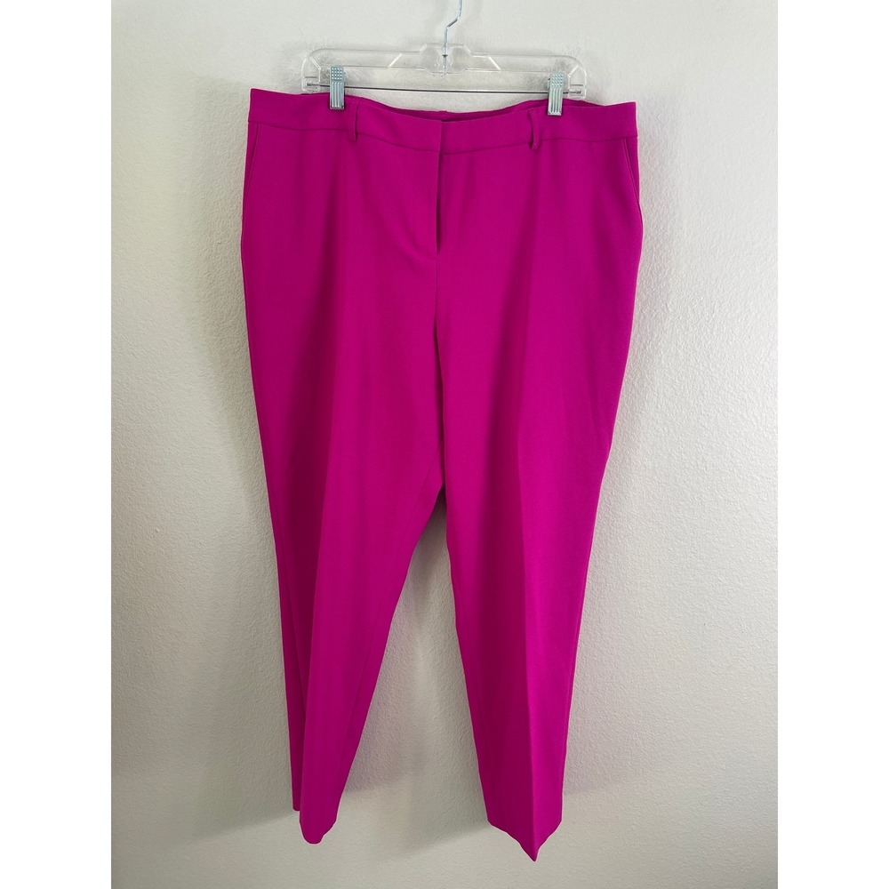 Tahari ASL Womens 18 Magenta Pink Dress‎ Pants Flat Front Trousers Pockets